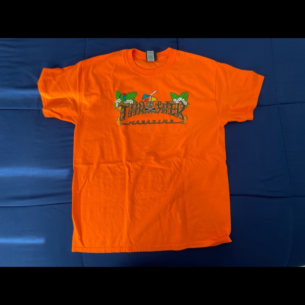 Orange trashed graphic tee